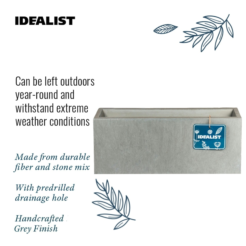 image 1 of Window Box Light Concrete Grey Garden Planter L40 W17 H17.5 cm, 16 ltrs Cap.