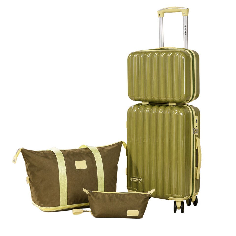 image 1 of Fergana Cabin Polycarbonate Luggage Set Carry On Spinner Suitcase TSA Lock Travel Set Army Green