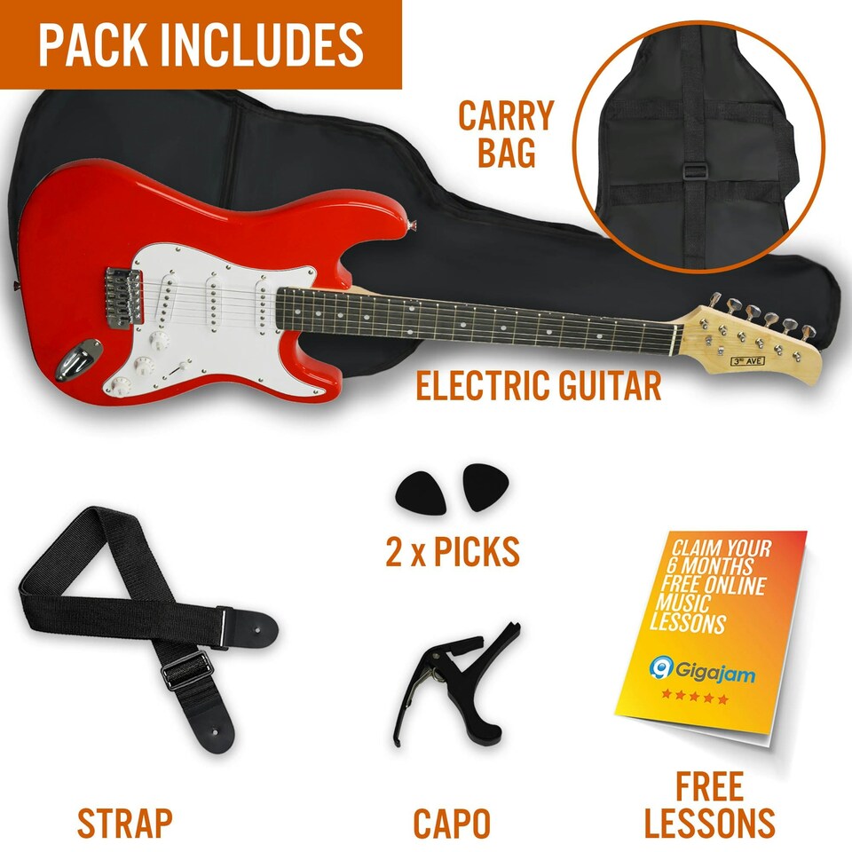 image 1 of 3rd Avenue Full Size Electric Guitar Black