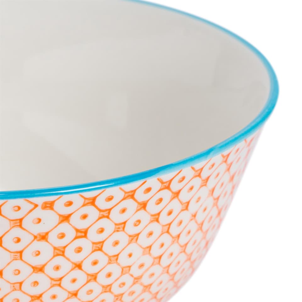 image 1 of Nicola Spring Hand-Printed Cereal Bowls - 16cm - Blue - Pack of 6 | Multi | Multi