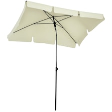 Outsunny 2 x 1.3m Garden Parasol Umbrella, Outdoor Market Table Umbrella with Ruffles  Aluminium Pole, Rectangular Tilting Parasol Sun Shade Canopy, Cream White