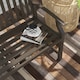 image 7 of Outsunny Garden Bench, Outdoor Metal Bench with Slatted Seat and Backrest, Curved Armrest, for Conservatory, Garden, Poolside, Deck, Brown