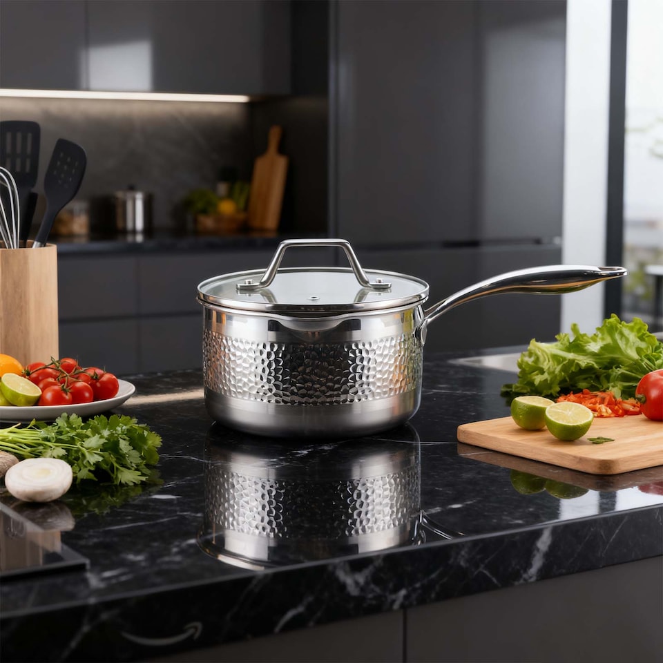 image 1 of HomeKing JadeBamboo Hammered-18CM Saucepan