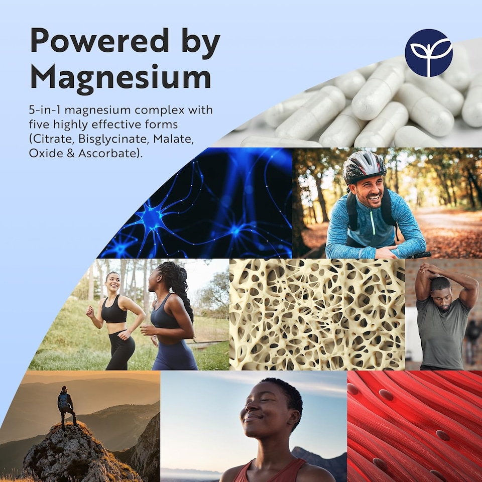 image 1 of Nutravita Magnesium Supplements 5-in-1 Complex 1146mg - 400mg Elemental Magnesium, Bisglycinate, Citrate, Malate, Oxide, Ascorbate - 240 Capsules