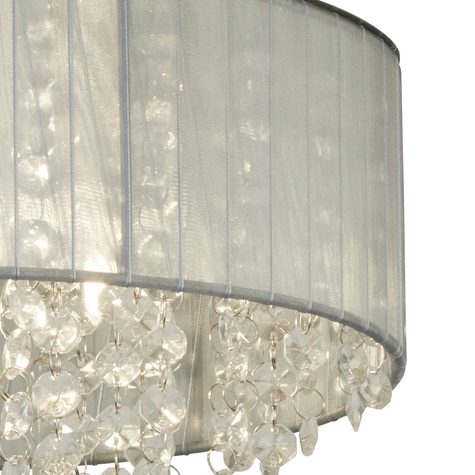image 1 of 3Lt Ceiling Flush - Wrapped Chiffon Shade & Glass Drops