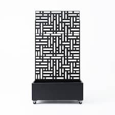Nicoman Metal Outdoor Privacy Screen Panel with Planter | Black | Black | 1
