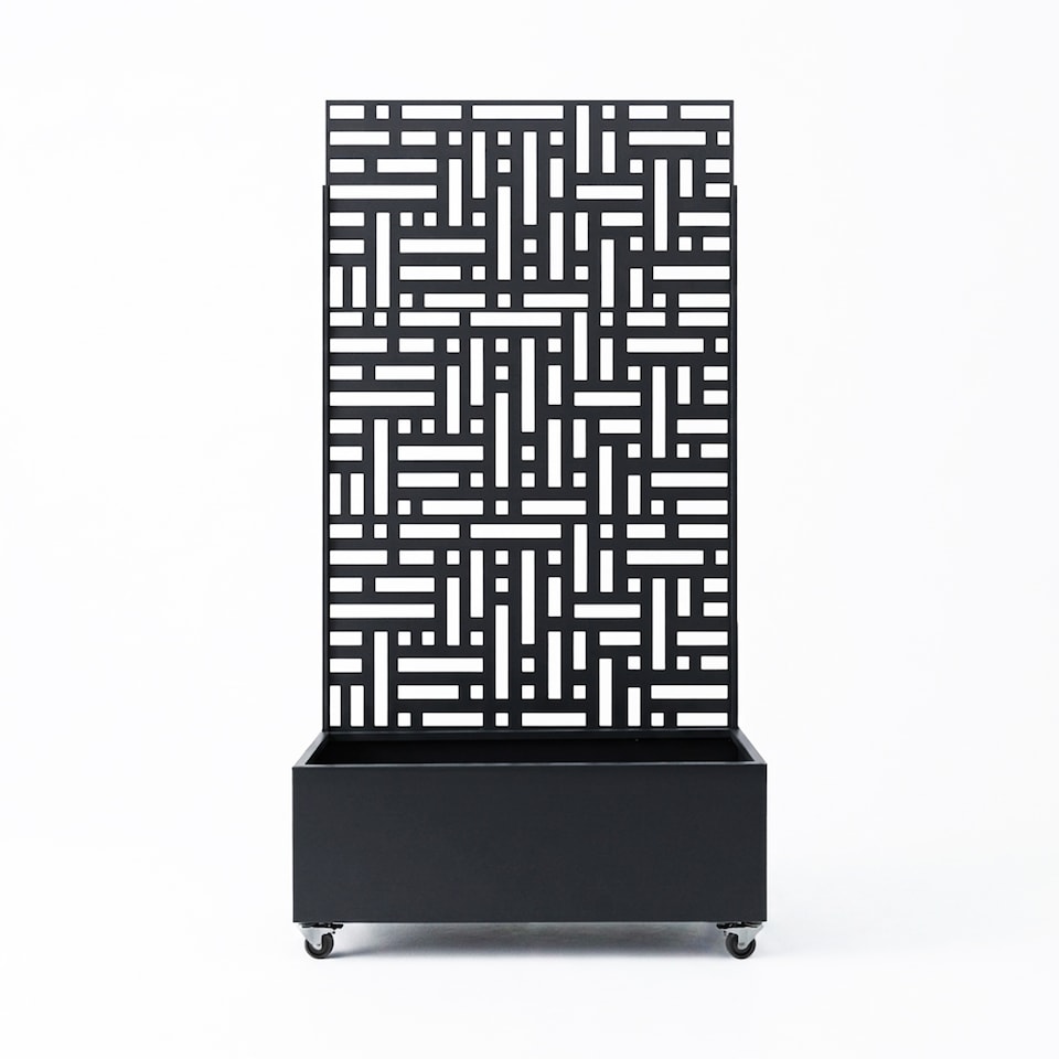 image 1 of Nicoman Metal Outdoor Privacy Screen Panel with Planter | Black | Black | 1