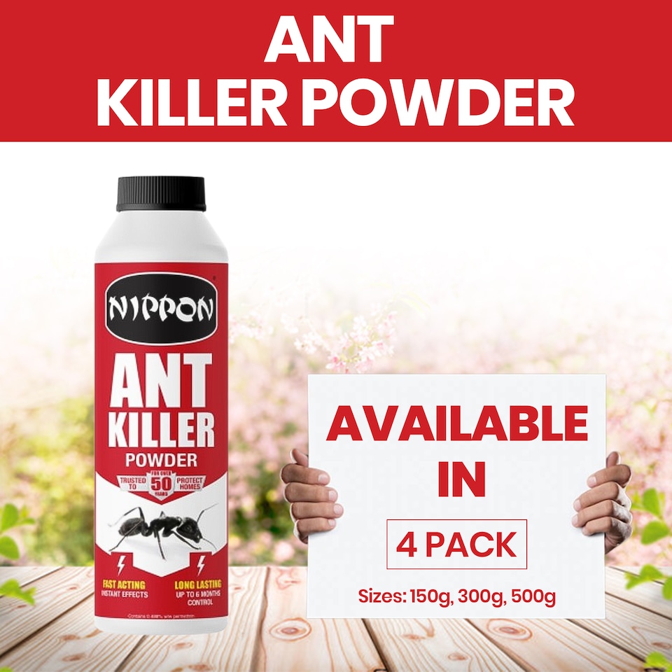 image 1 of Nippon Ant Killer Powder 500g Fast-Acting Crawling Insect Control Indoor & Outdoor Use Kills on Contact Up to 6 Months Protection | White | 1