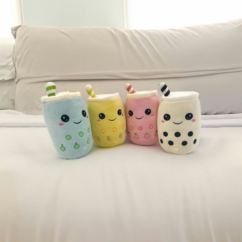 image 1 of Boba Tea Soft Toy White Bubble Tea Plush Pillow, Cute Soft 1 X Pineapple 20cm