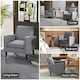 image 6 of HOMCOM Modern Armchair Accent Chair with Rubber Wood Legs for Bedroom Grey