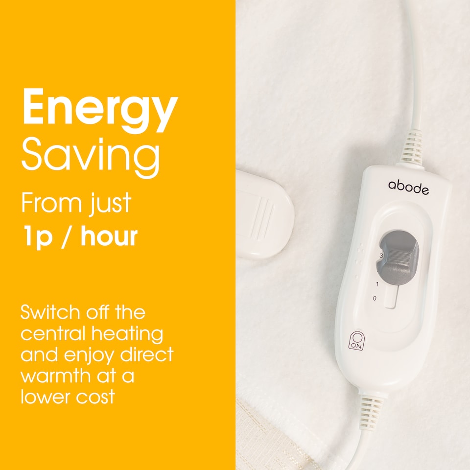 image 1 of Abode AEDB2002 Double Electric Blanket 90W Heated Underblanket White 3 Heats