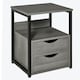 image 6 of HOMCOM End Table Bedside Desk Slim Storage Cabinet with Shelf Grey Grey
