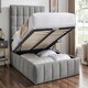 image 1 of 5ft King Size Grey,Ottoman Lift Up Storage Tall Headend Boucle Soft Fabric Upholstered Bed Frame