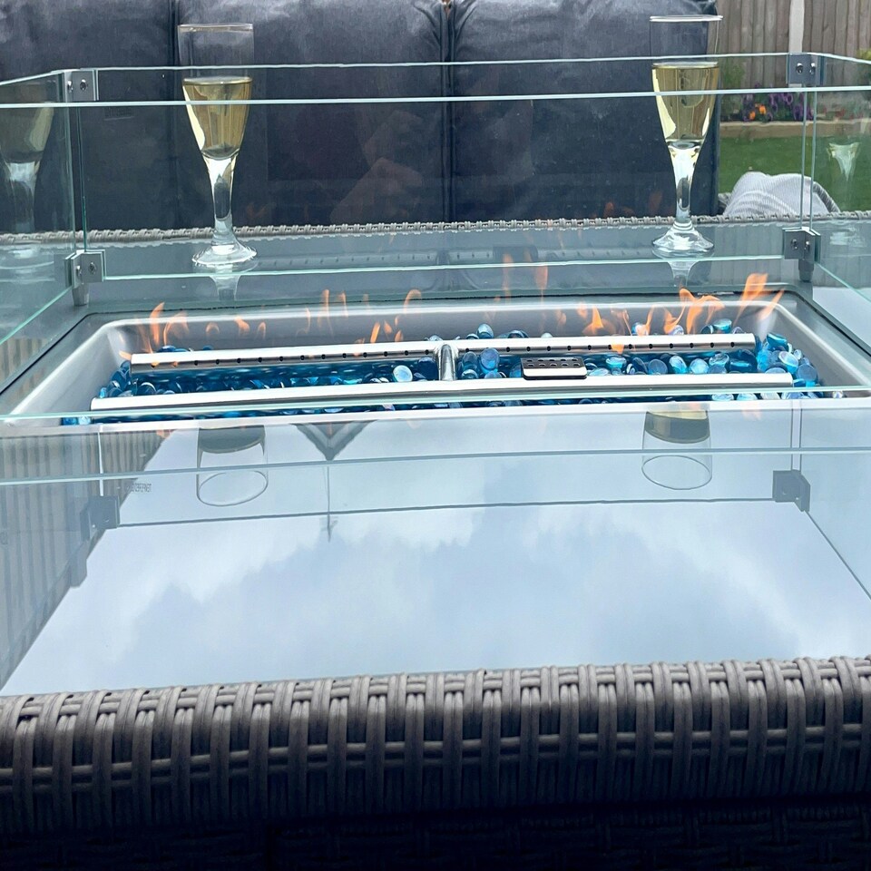 image 1 of The Conwy 8 Seat Corner Gas Firepit Rattan Dining Set