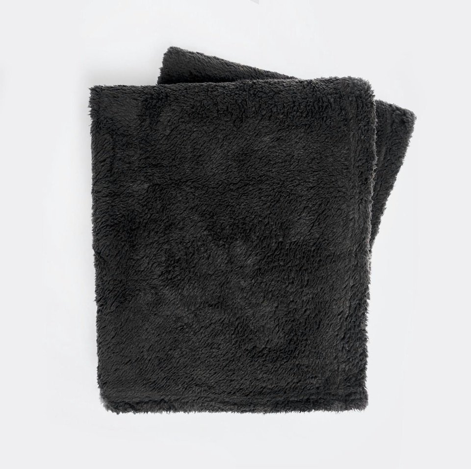 image 1 of OHS Teddy Fleece Throw Blanket, 200x240cm - Black
