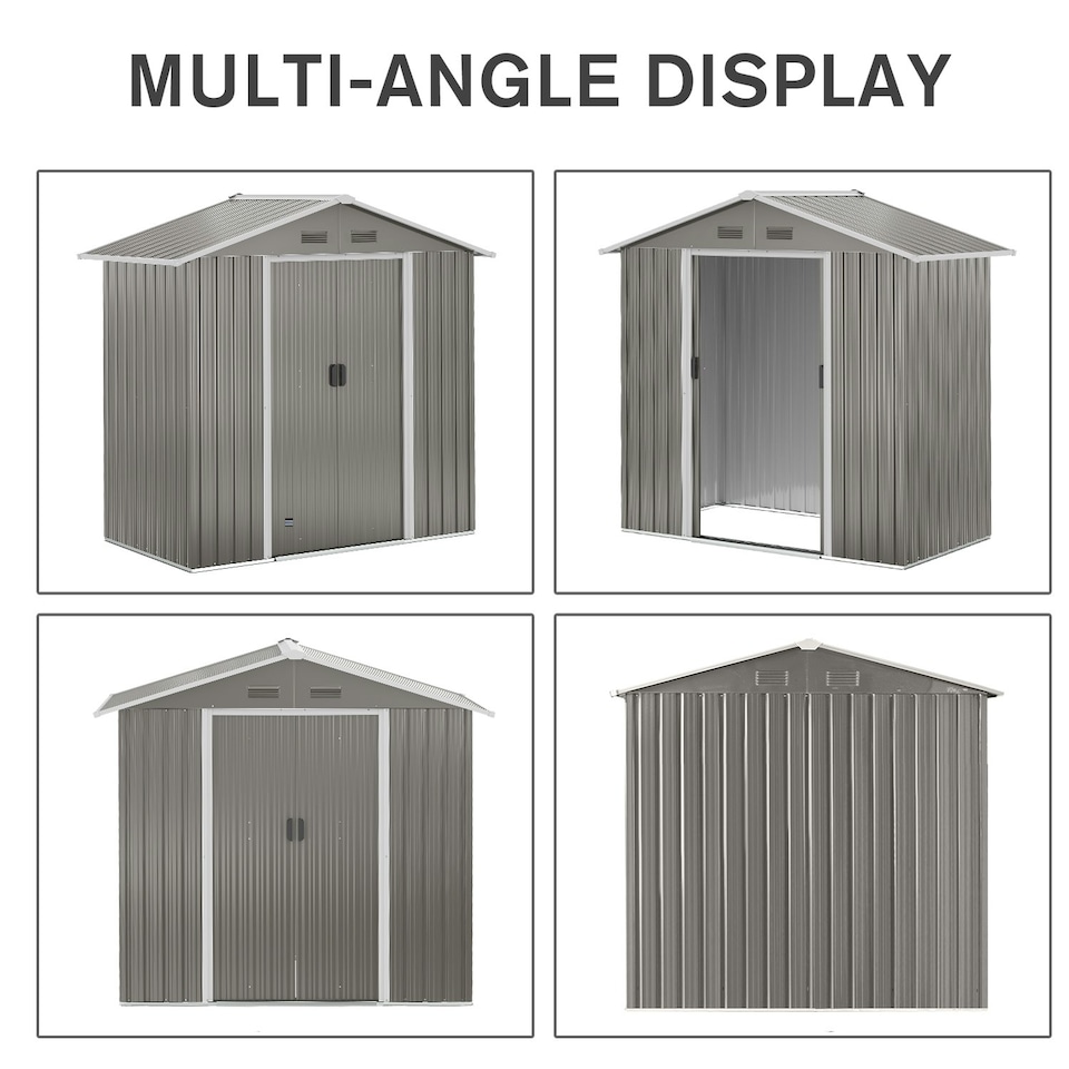 image 1 of Outsunny 6.5x3.5ft Metal Garden Shed for Garden and Outdoor Storage, Grey