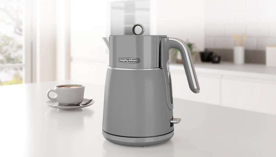 image 1 of Morphy Richards Signature Grey Kettle Toaster & Espresso Coffee Machine Set