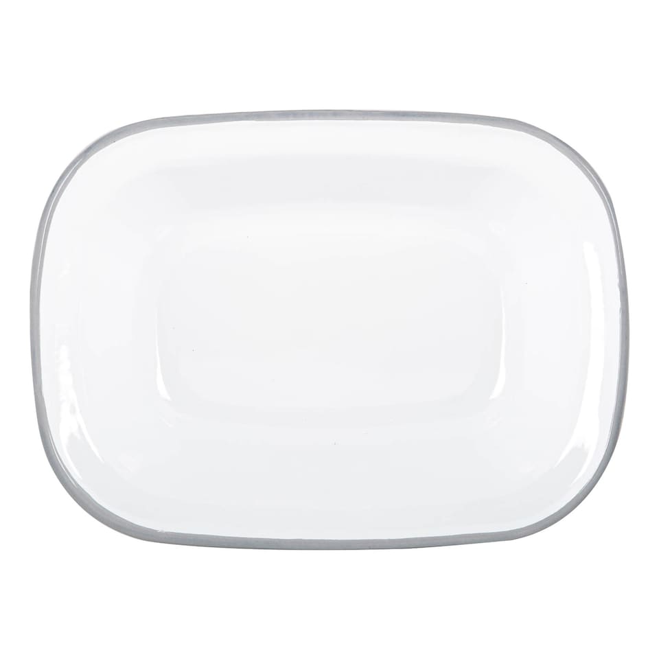 image 1 of Argon Tableware White Enamel Pie Dishes - 25.5cm - Grey - Pack of 2