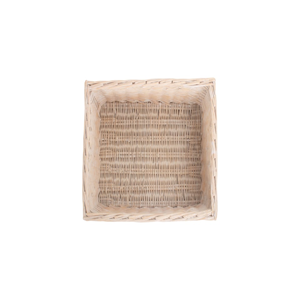 image 1 of Large Wicker White Wash Storage Open Basket | White | White