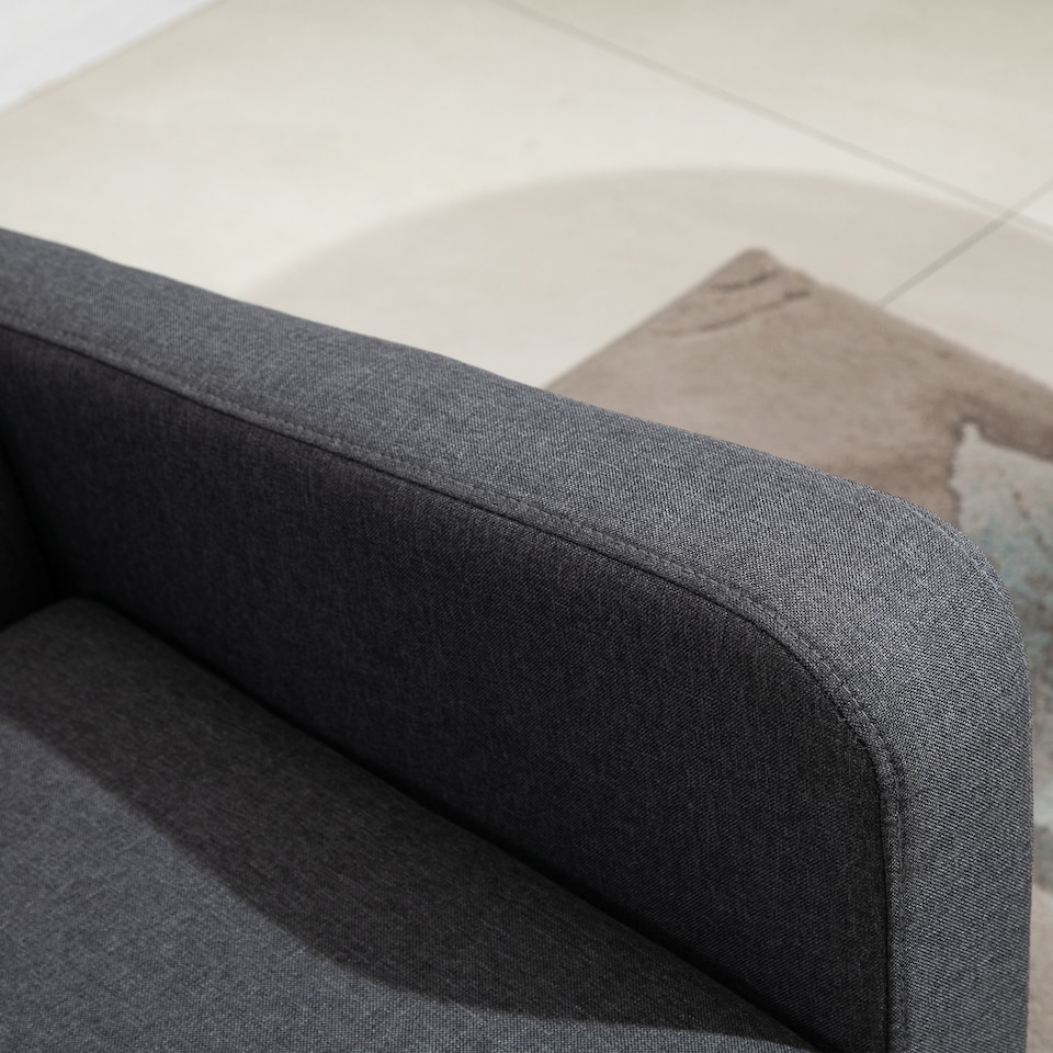 image 1 of HOMCOM 2 Seater Sofa, Small Comfy Sofa Couch with Rubber Wood Legs, Modern Upholstered Loveseat for Living Room, Bedroom, Charcoal Grey