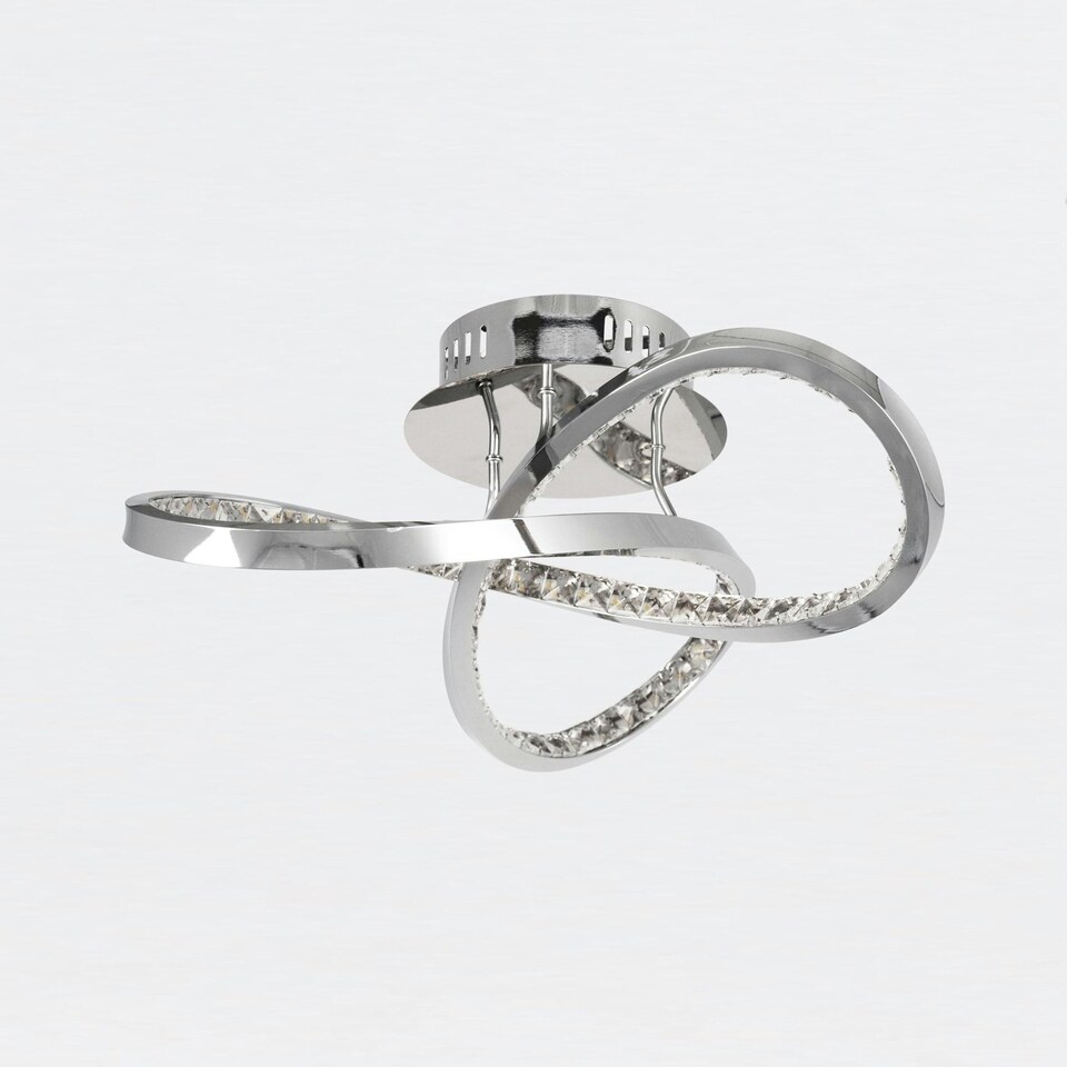 image 1 of First Choice Lighting Set of 2 Jewelled Chrome LED Loop Ceiling Lights Chrome | Clear