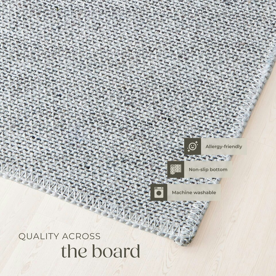 image 1 of Washable Rug Nadira - different sizes, abstract pattern, synthetic wool and felt, non-slip Cream | Beige/Grey | 110 x 60 cm