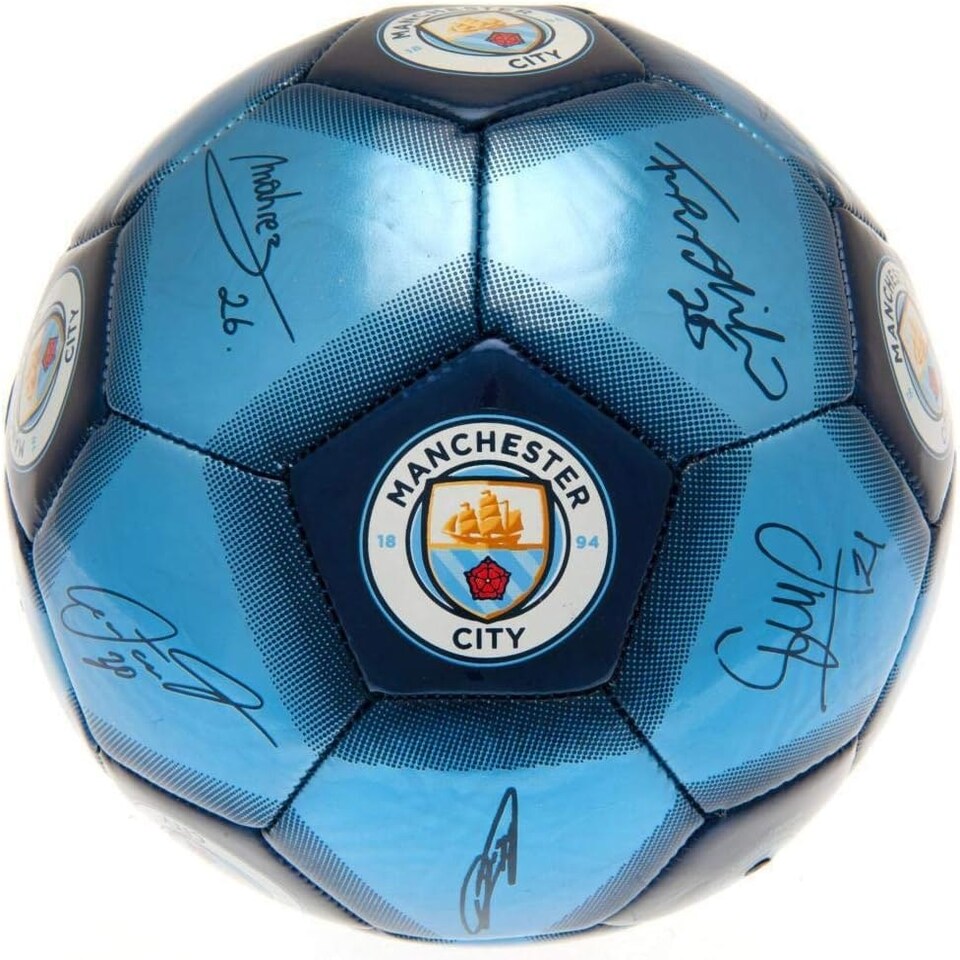 image 1 of Manchester City FC Signature Football - Size 5 Blue