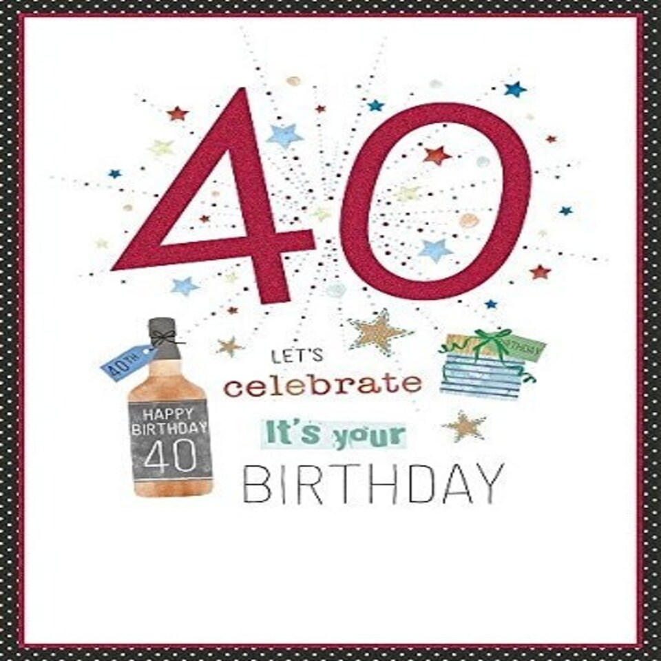 image 1 of AGE 40th BIRTHDAY CARD GLITTER NUMBER 40 MALE MORDEN CARD