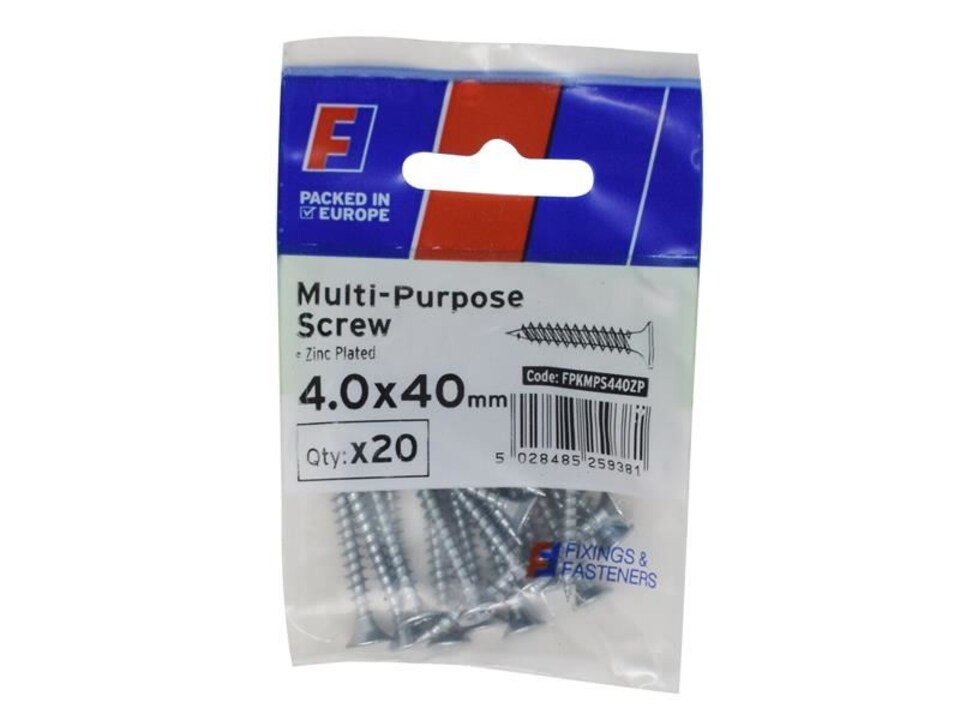 ForgeFix - Multi-Purpose Pozi Screw CSK ST ZP 4. x 40mm ForgePack 20