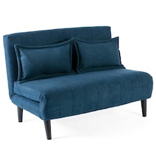 Harper 2 Seater Folding Clic Clac Fabric Lounge Futon Sofa Bed (Blue)