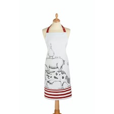 KitchenCraft Apron Red Farmhouse Cotton White