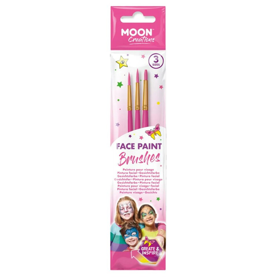 image 1 of Moon Creations Face Paint Brush (Pack of 3) - Pink - One Size