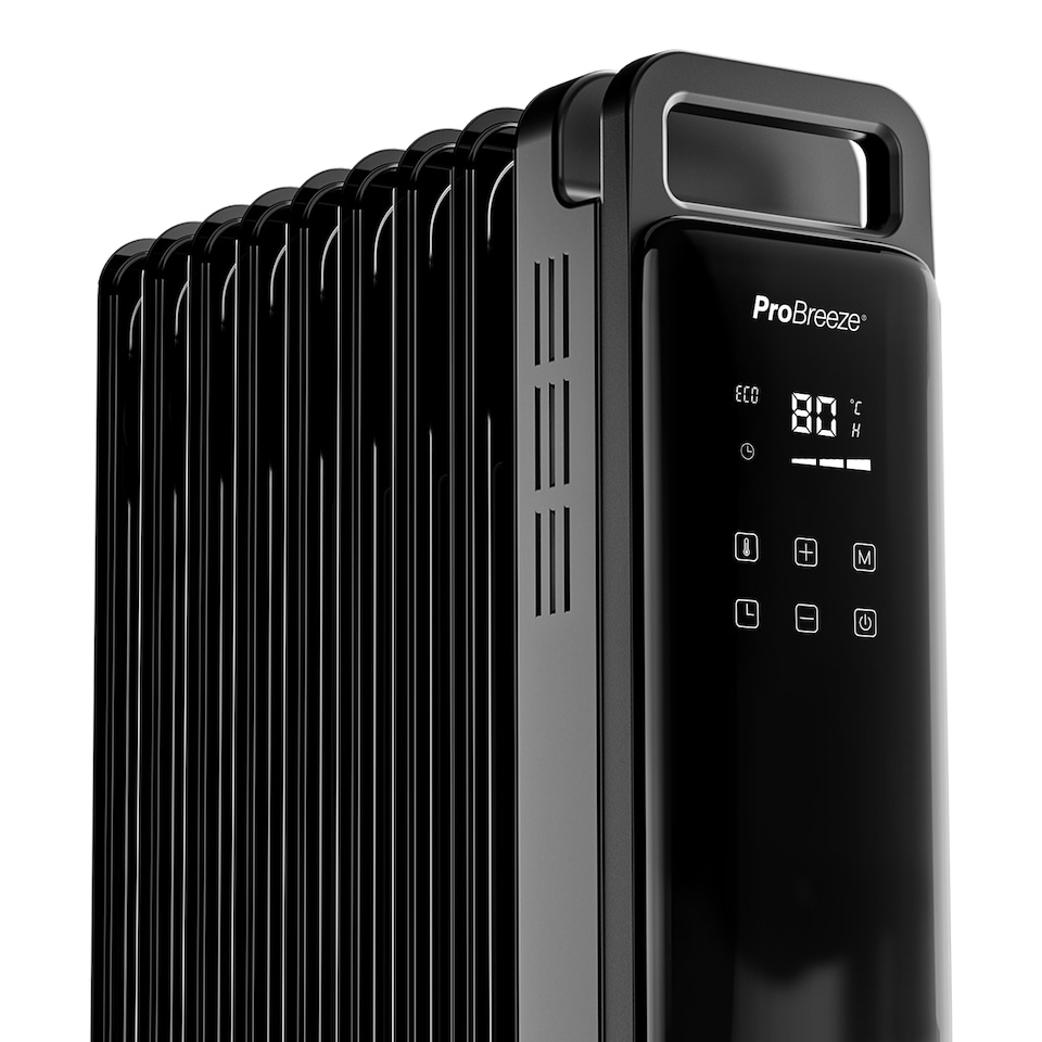 image 1 of Pro Breeze OmniWarm 2500W Oil Filled 11 Fins Eco Radiator Heater With Digital Display - Black