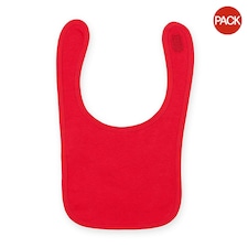 Larkwood Baby Unisex Plain & Contrast Bib (Pack of 2) - Red - One Size