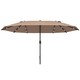 image 9 of Outsunny 4.4m Double-Sided Sun Umbrella Patio Parasol Solar Lights Khaki