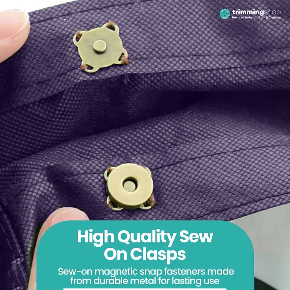 image 1 of 14mm Sew On Magnetic Press Stud Clasps, 2-Part Snap Fasteners - 2pcs