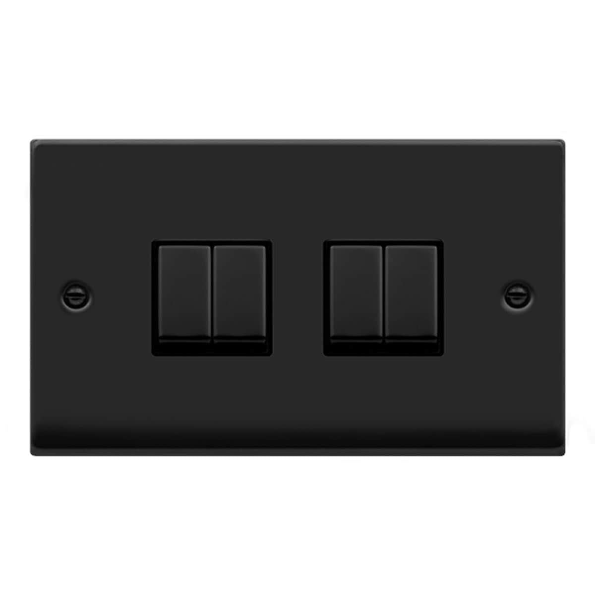 SE HOME Matt Black 10A 4 Gang 2 Way Ingot Light Switch Black Matt Black