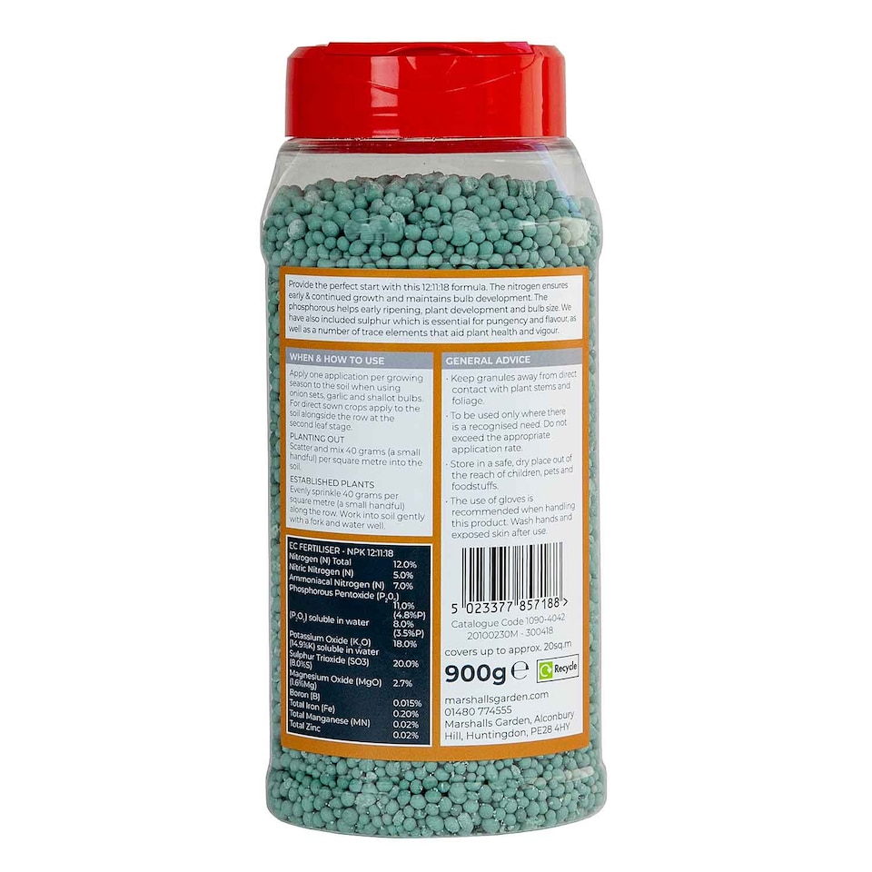 image 1 of Marshalls Garden Concentrated Slow Release Garlic, Onion & Shallot Feed Granules 12:11:18 900g