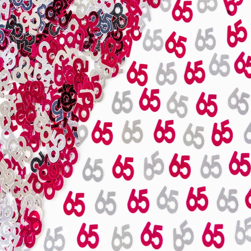image 1 of 2 Packs of Pink & Silver 65th Confetti (14g)