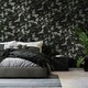 image 1 of Transform Peel & Stick Oriental Heron Floral Black Self-Adhesive Wallpaper Black | White
