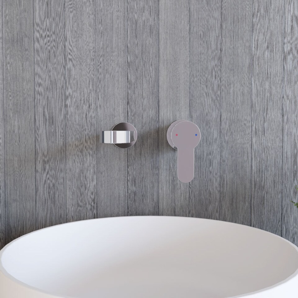 image 1 of Pride Round Wall Mount 2 Tap Hole Bathroom Basin Mixer Tap - Chrome