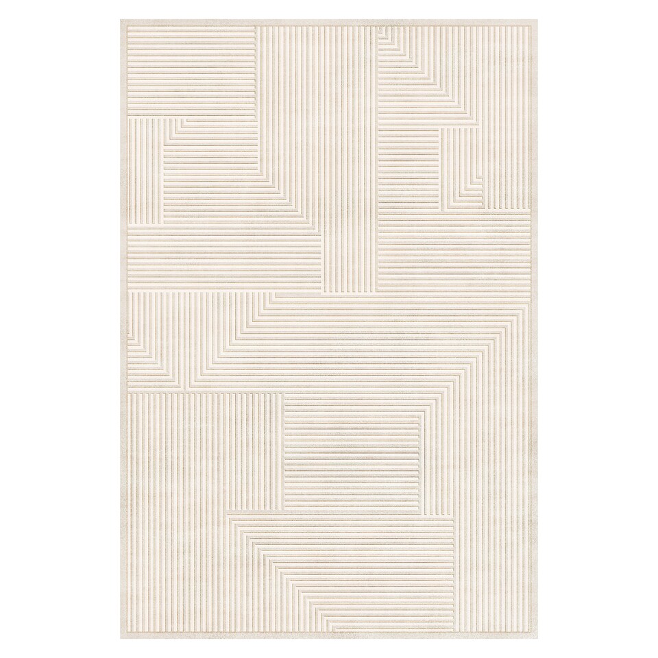 image 1 of Short Pile Rectangular Lined Pattern Rug 120x160cm