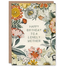 Flower Bouquet Peony Daisies Sunflowers Mother Birthday Card