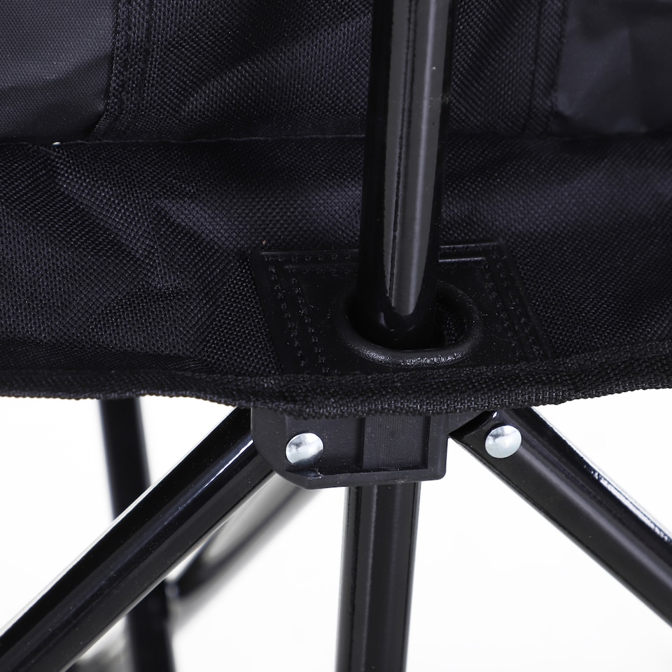 image 1 of Outsunny 6 Seat Folding Sports Bench Portable Sports Team Bench Spectator Chair with Cooler Bag and Carrying Bag for Outdoor Picnic Camping - Black