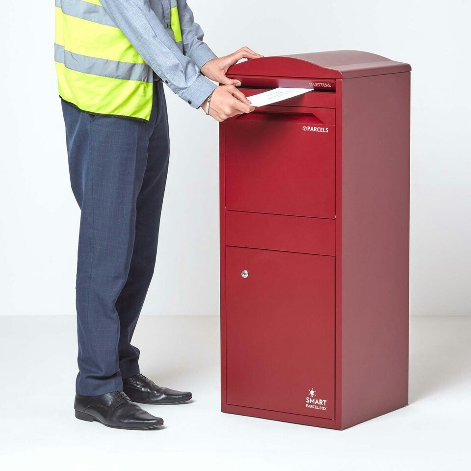 image 1 of SMART PARCEL BOX® Large Curved Top Front Access Dark Red Red