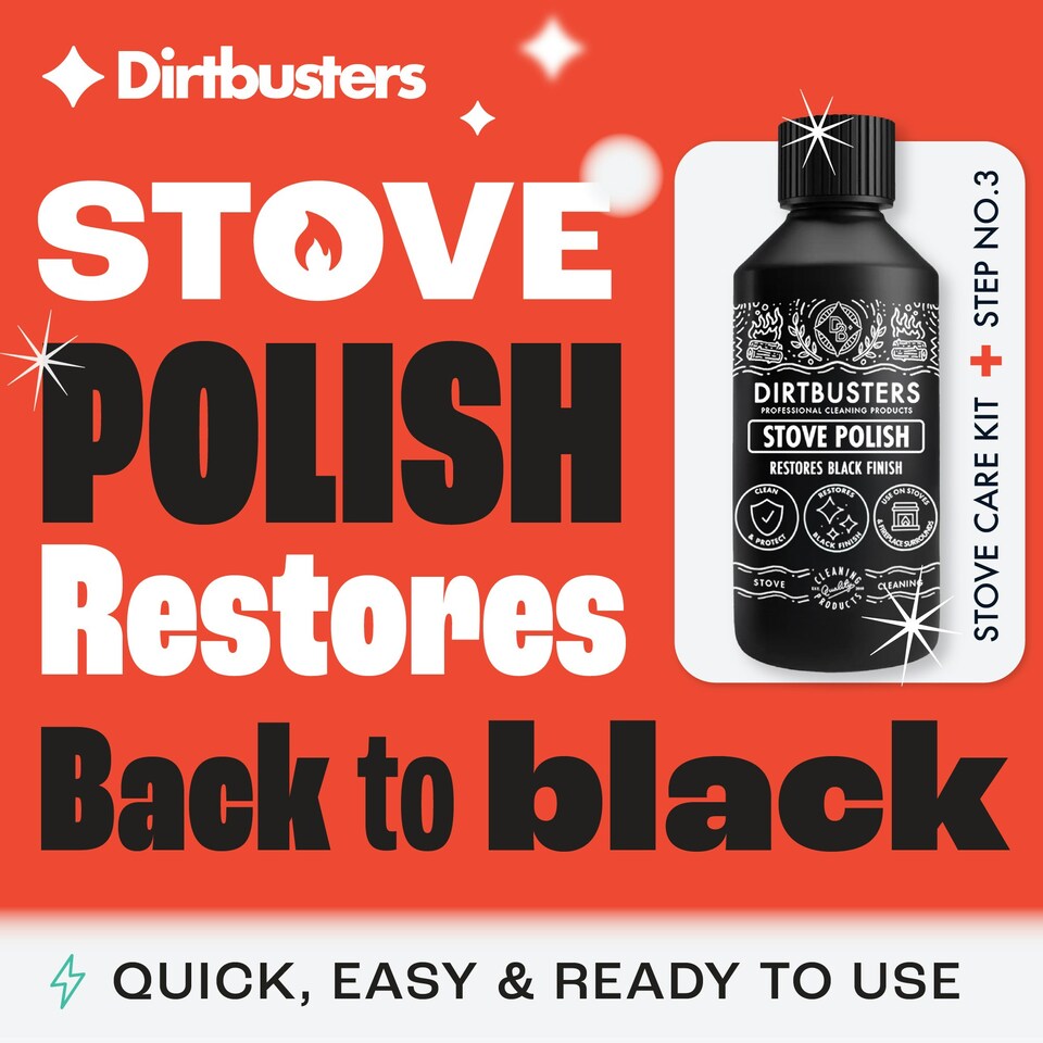 image 1 of Dirtbusters Black Stove Polish for Log Burners & Grates  Fume & Odour Free Alternative to Stove Paint (250ml)