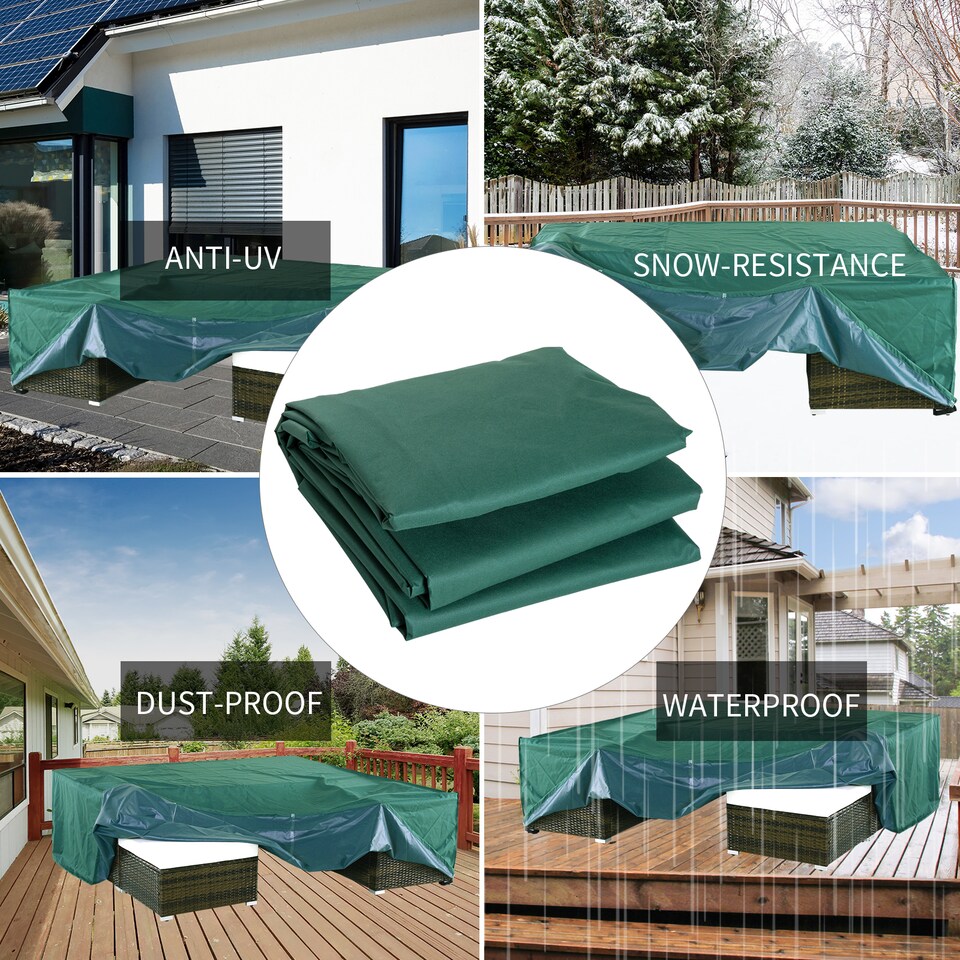 image 1 of Outsunny Garden Furniture Cover Outdoor Waterproof Rattan Set Rain Protection | Green | Dark green | 222L x 155W x 67H cm