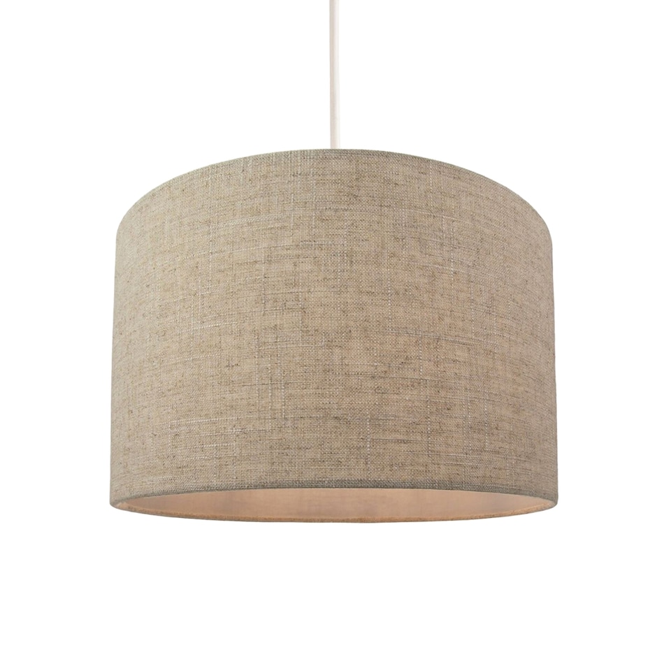 image 1 of Contemporary and Stylish Natural Linen 10 Lamp Shade in Oatmeal - 30cm Diameter | Cream | 10"
