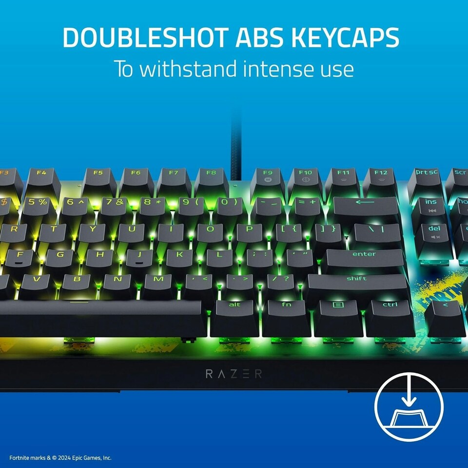 image 1 of Razer BlackWidow v4 X Mechanical Gaming Keyboard Fortnite Edition US - Razer Yellow Switch