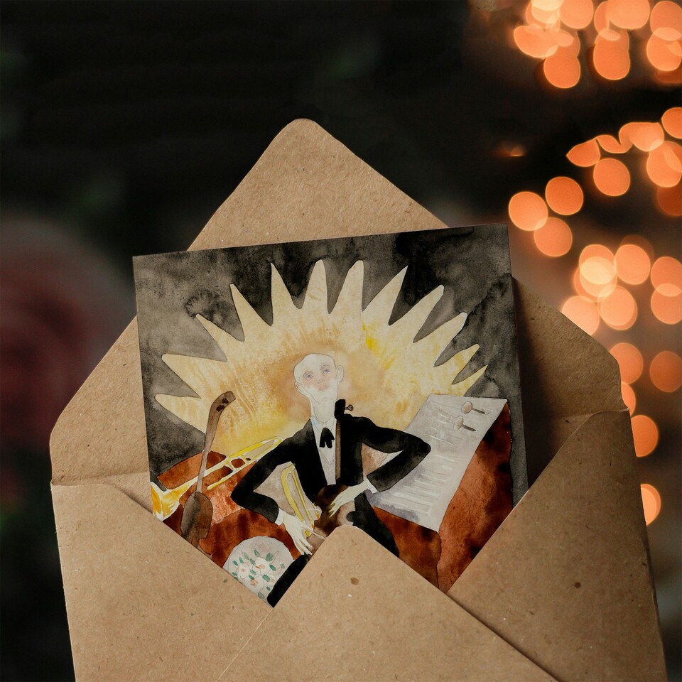 image 1 of Charles Demuth Art Card String Musician Portrait
